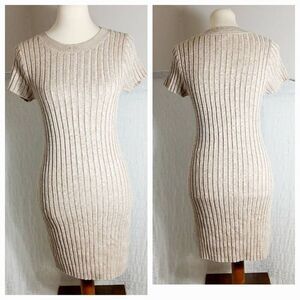 Promesa Ribbed Beige Bodycon Dress Size M